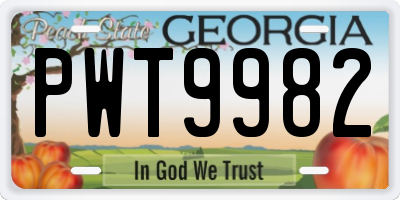 GA license plate PWT9982