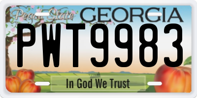 GA license plate PWT9983