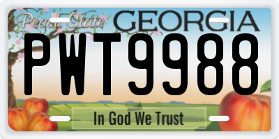 GA license plate PWT9988