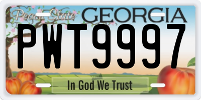 GA license plate PWT9997