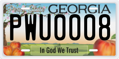 GA license plate PWU0008