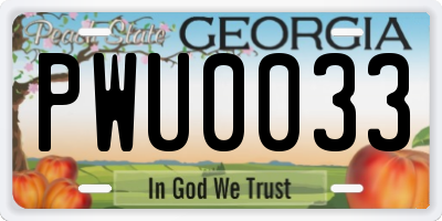 GA license plate PWU0033