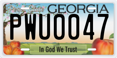 GA license plate PWU0047