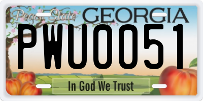 GA license plate PWU0051