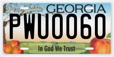 GA license plate PWU0060