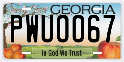 GA license plate PWU0067