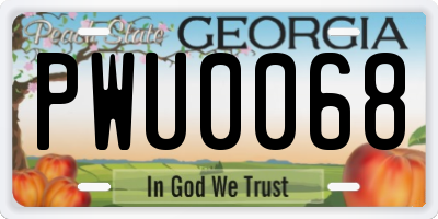 GA license plate PWU0068