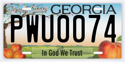 GA license plate PWU0074