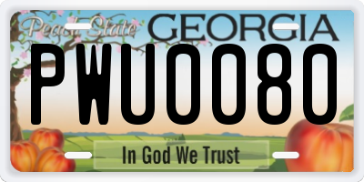 GA license plate PWU0080