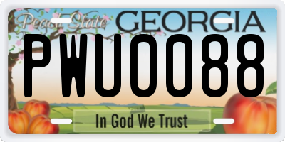 GA license plate PWU0088
