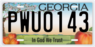 GA license plate PWU0143