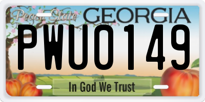 GA license plate PWU0149