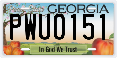 GA license plate PWU0151