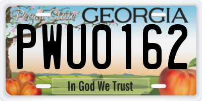 GA license plate PWU0162