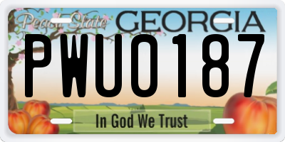GA license plate PWU0187