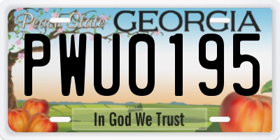 GA license plate PWU0195