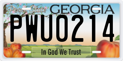 GA license plate PWU0214