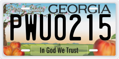 GA license plate PWU0215