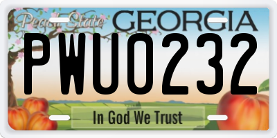 GA license plate PWU0232