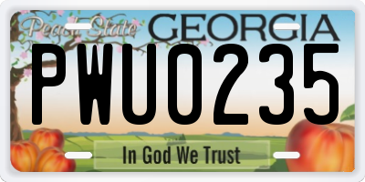 GA license plate PWU0235