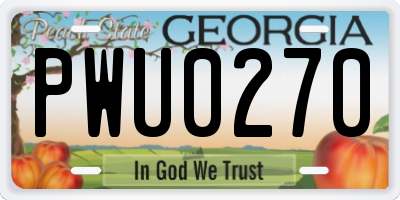 GA license plate PWU0270