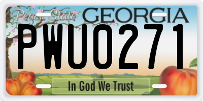 GA license plate PWU0271