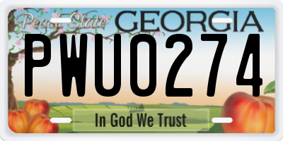 GA license plate PWU0274