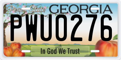 GA license plate PWU0276