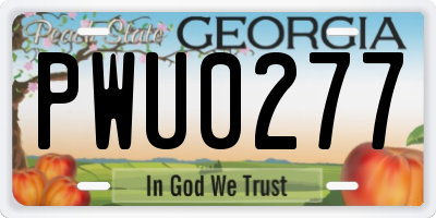 GA license plate PWU0277