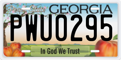 GA license plate PWU0295