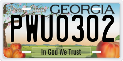 GA license plate PWU0302