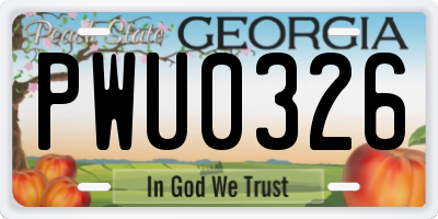 GA license plate PWU0326