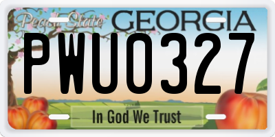 GA license plate PWU0327