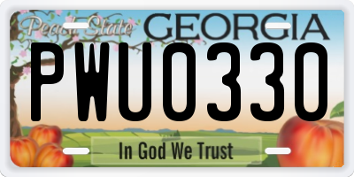 GA license plate PWU0330