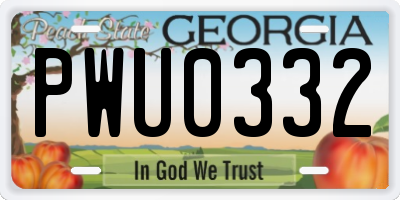GA license plate PWU0332