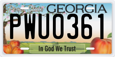 GA license plate PWU0361