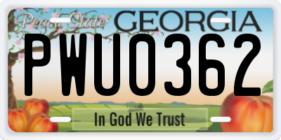 GA license plate PWU0362