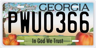 GA license plate PWU0366