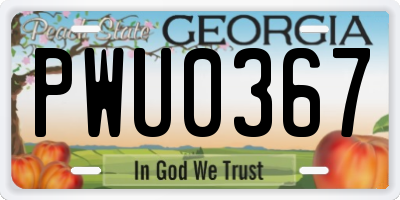 GA license plate PWU0367