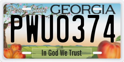 GA license plate PWU0374
