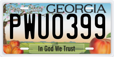 GA license plate PWU0399