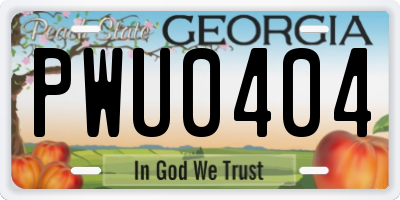 GA license plate PWU0404