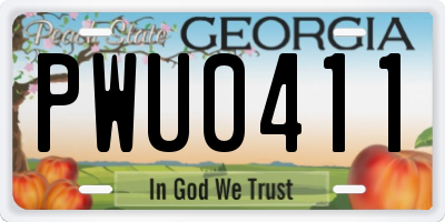 GA license plate PWU0411