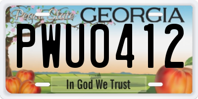 GA license plate PWU0412