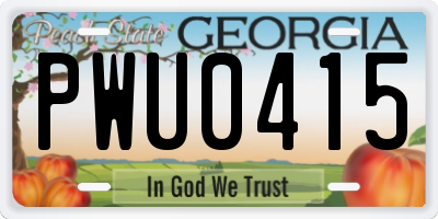 GA license plate PWU0415