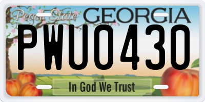 GA license plate PWU0430