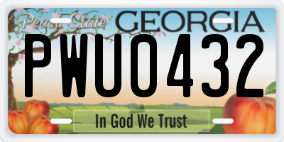 GA license plate PWU0432