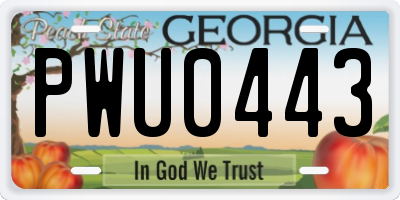 GA license plate PWU0443