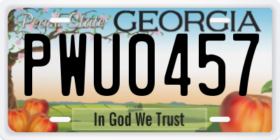 GA license plate PWU0457