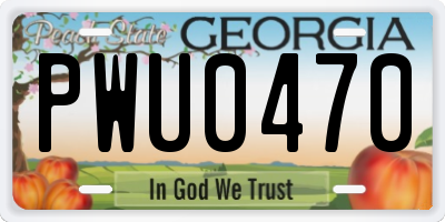 GA license plate PWU0470